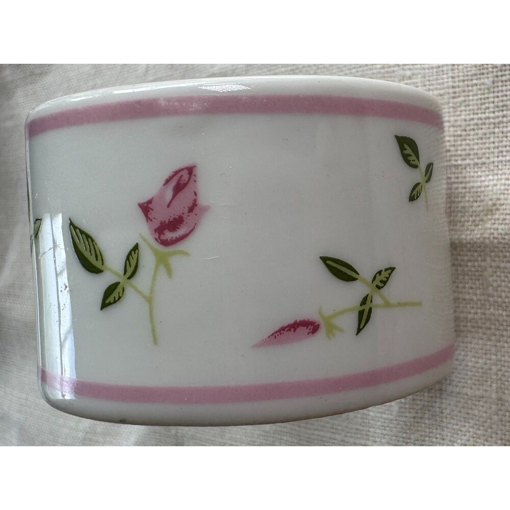 9 Porcelain Rose Napkin Rings Green / Pink, Andre Richard, Grandma Cottage Core - Picture 5 of 16